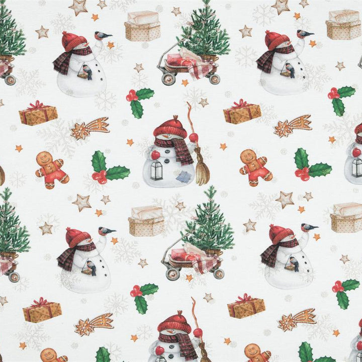 Tissu Jacquard- Bonhommes de neige