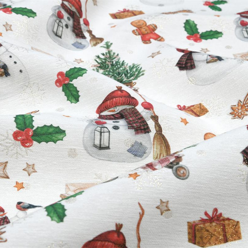 Tissu Jacquard- Bonhommes de neige