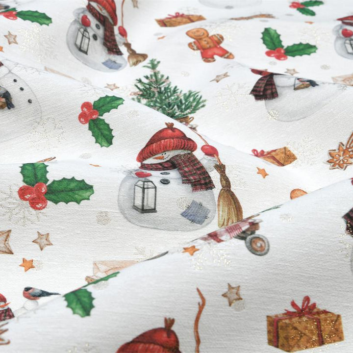 Tissu Jacquard- Bonhommes de neige