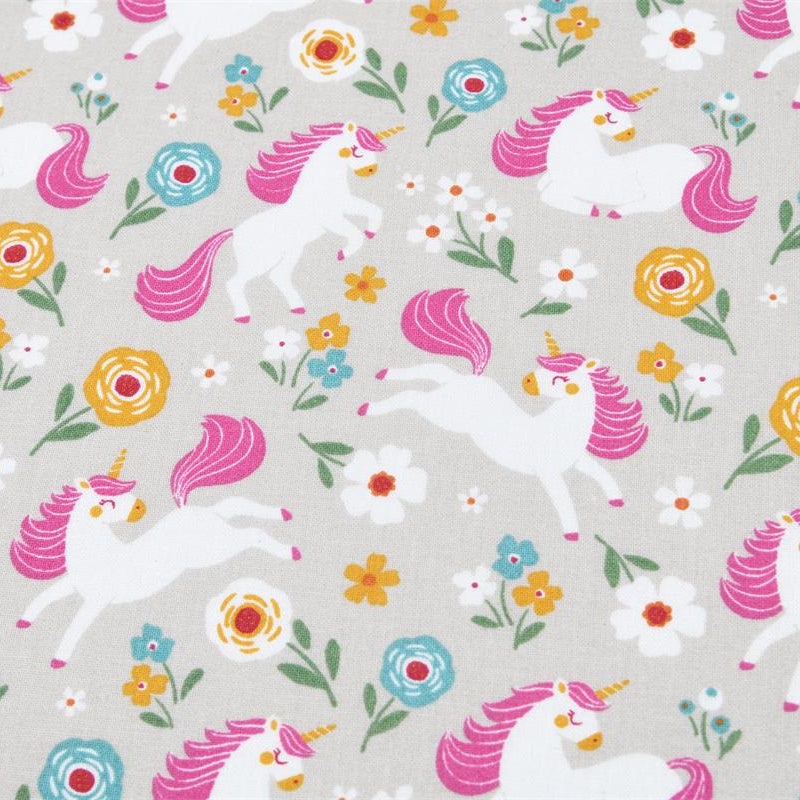 Tissu Coton - Licornes et fleurs - Biner Pinaton