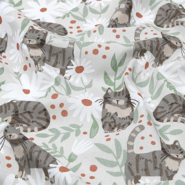 Tissu Coton - Chats et fleurs - Biner Pinaton