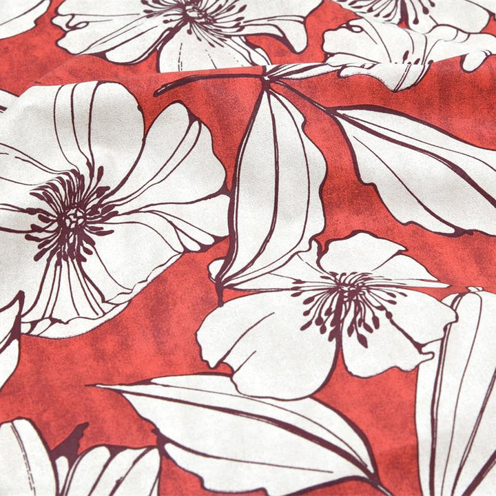 Toile PVC - Fleurs sur fond rouge - Biner Pinaton