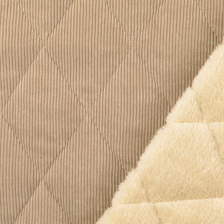 Tissu Matelassé Velours Côtelé - Beige