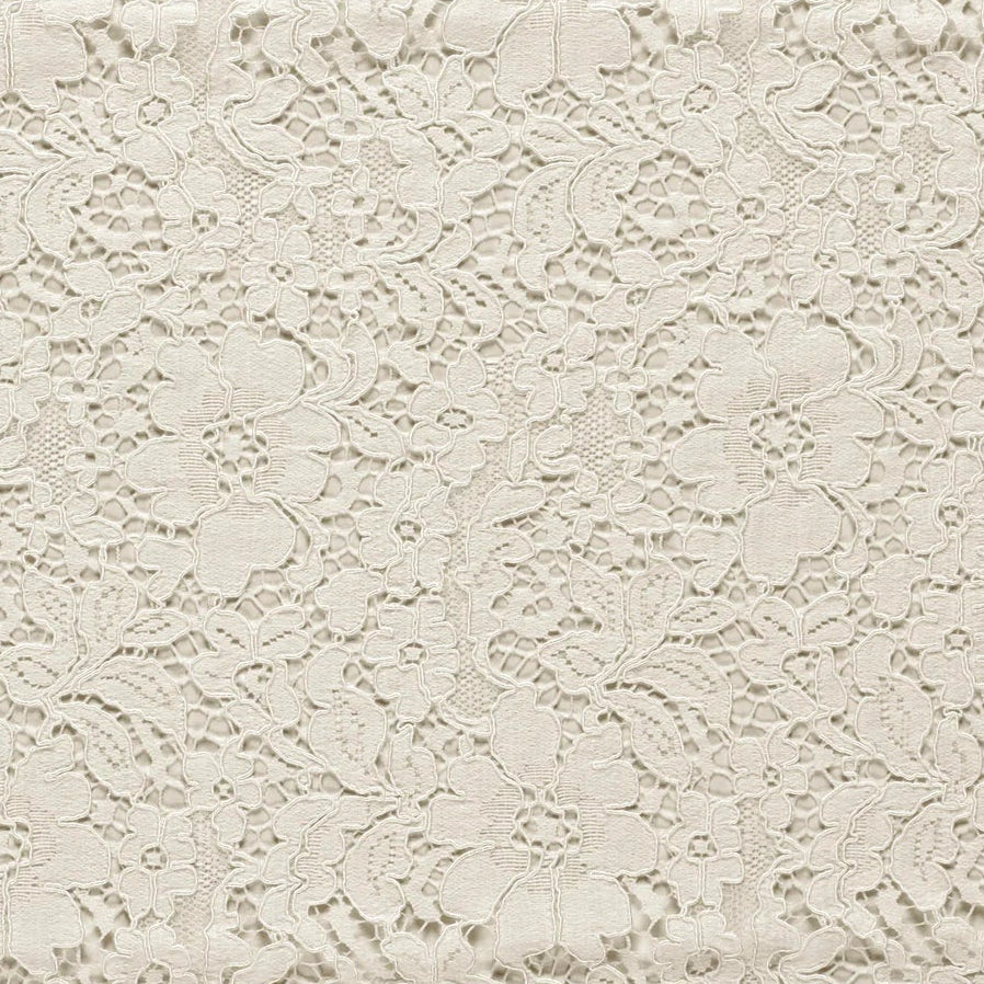 Tissu dentelle- Fleurs en blanc cassé - Biner Pinaton