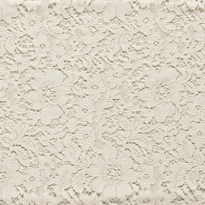 Tissu dentelle- Fleurs en blanc cassé - Biner Pinaton