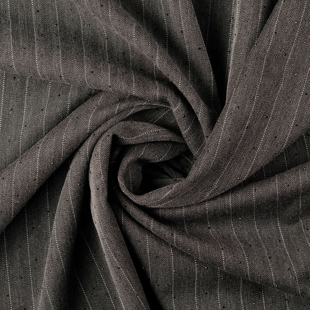 Tissu Tricot Viscose - Gris, rayures et dew drops