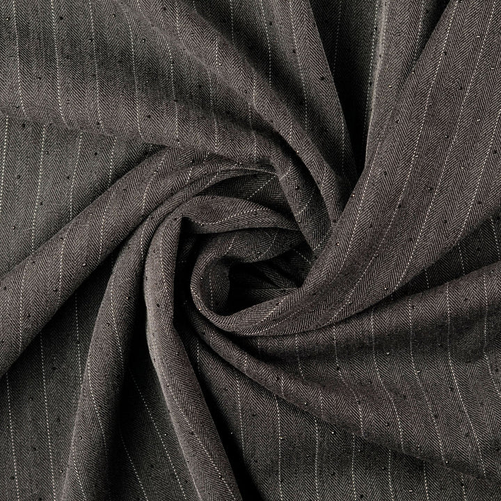 Tissu Tricot Viscose - Gris, rayures et dew drops