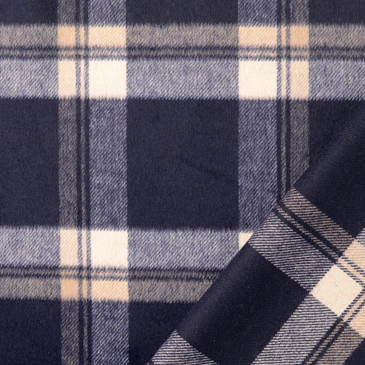 Tissu Lainage Polyester - Carreaux Bleu Marine
