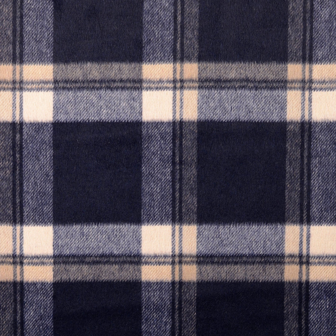 Tissu Lainage Polyester - Carreaux Bleu Marine