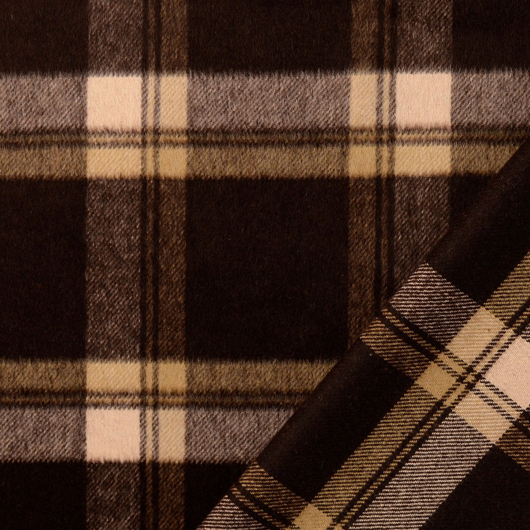 Tissu Lainage Polyester - Carreaux Marron