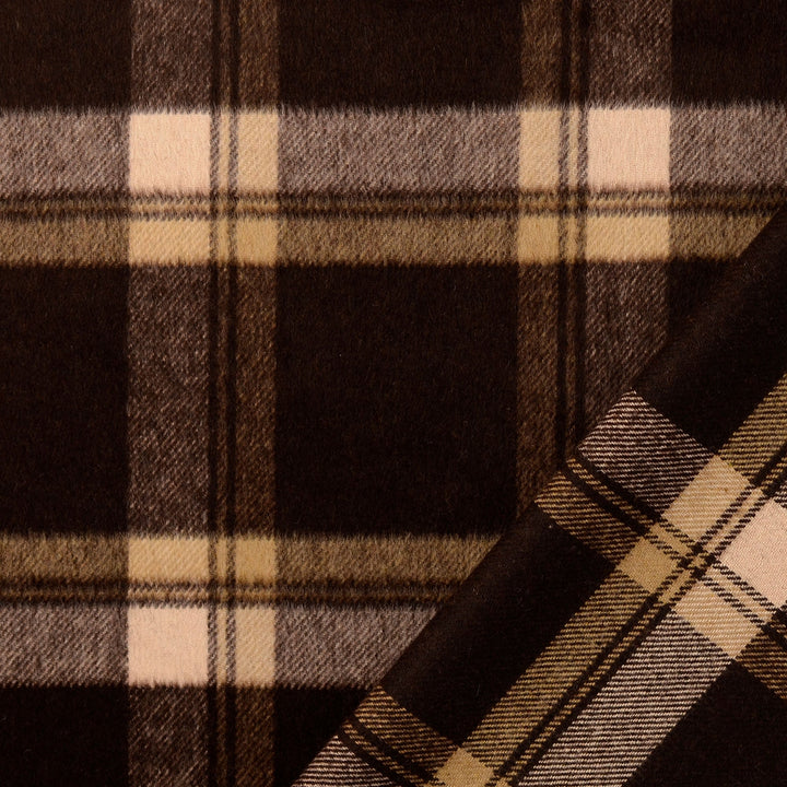 Tissu Lainage Polyester - Carreaux Marron
