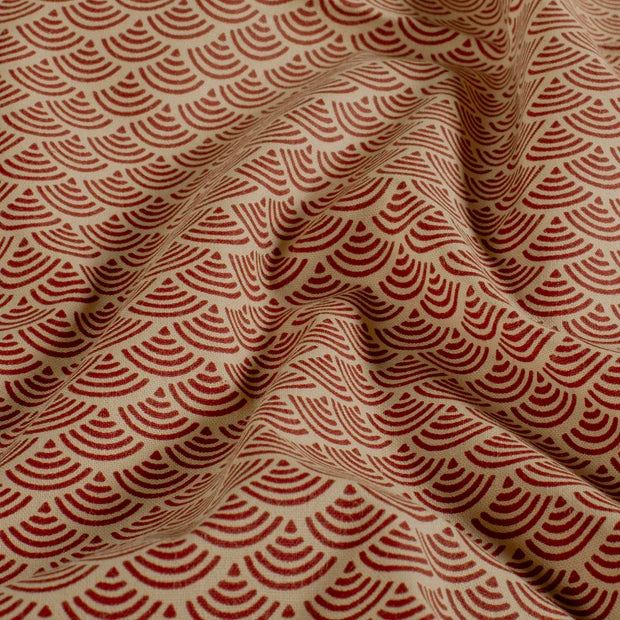Tissu Coton Japonais - Seigaiha rouge - Biner Pinaton