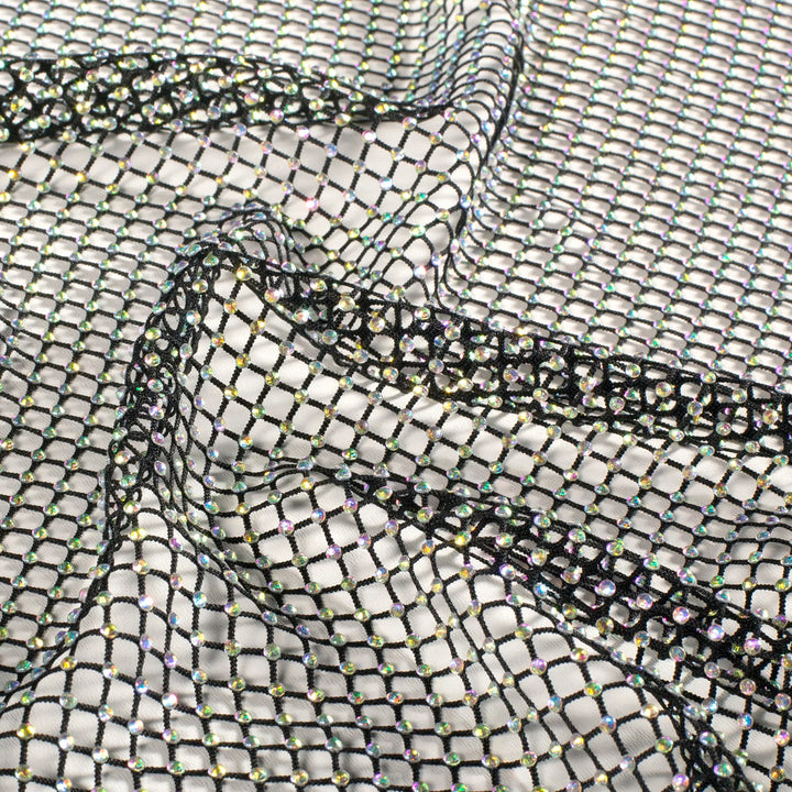 Tissu Maille- Strass Brillant