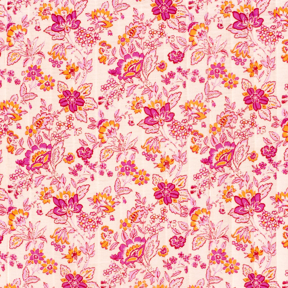 Tissu Matelassé Coton Double-Face- Indien Rose - Biner Pinaton