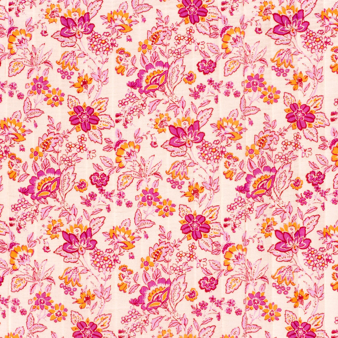 Tissu Matelassé Coton Double-Face- Indien Rose - Biner Pinaton