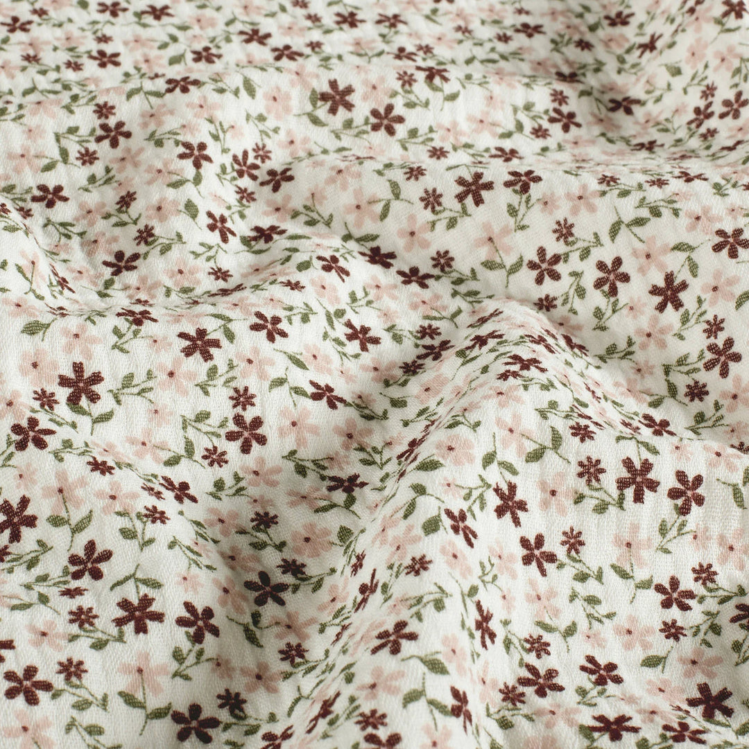 Tissu double gaze de coton - Motif Fleurs