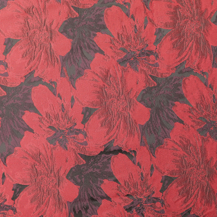 Tissu Jacquard- Fleurs Brocade Bordeaux