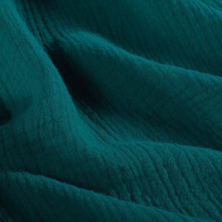 Tissu double gaze de coton - Bleu pétrole - Biner Pinaton