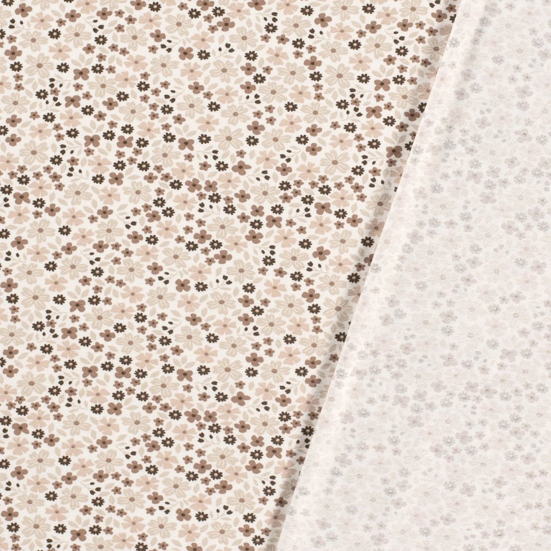 Tissu Jersey- Fleurs Beige