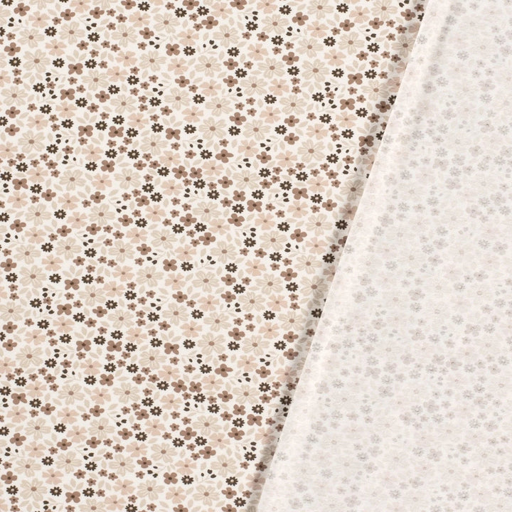 Tissu Jersey- Fleurs Beige