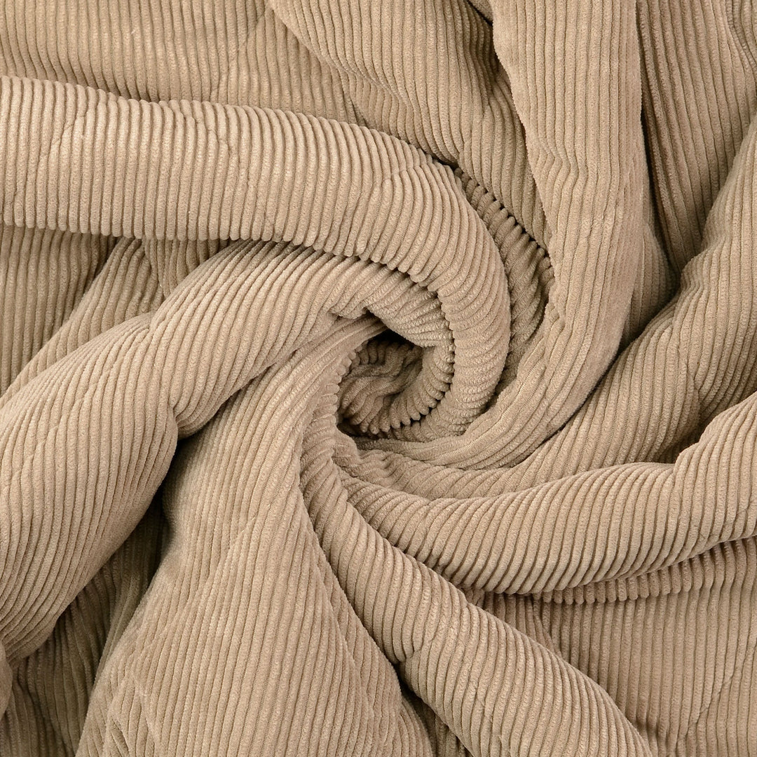 Tissu Matelassé Velours Côtelé - Beige