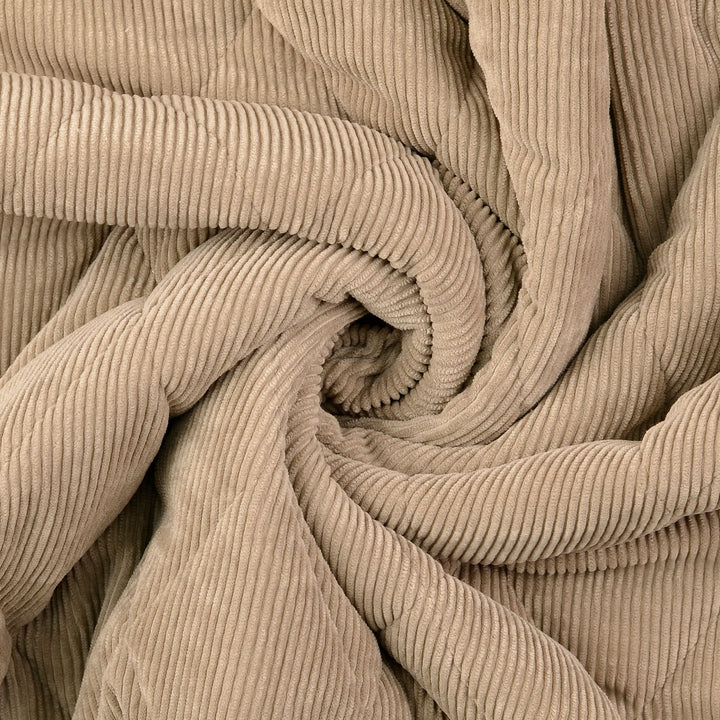 Tissu Matelassé Velours Côtelé - Beige