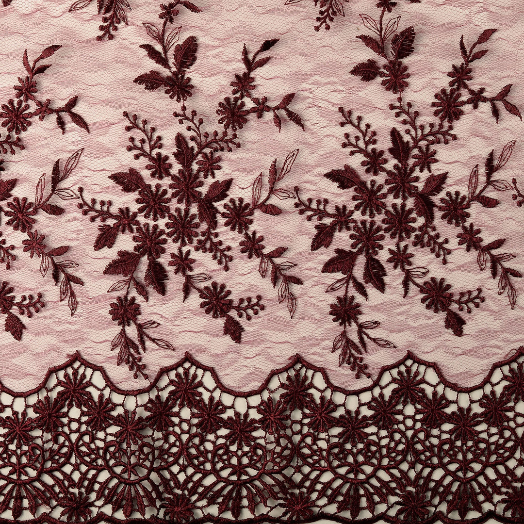 Tissu dentelle- Bordeaux - Biner Pinaton