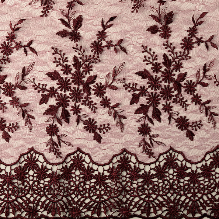 Tissu dentelle- Bordeaux - Biner Pinaton
