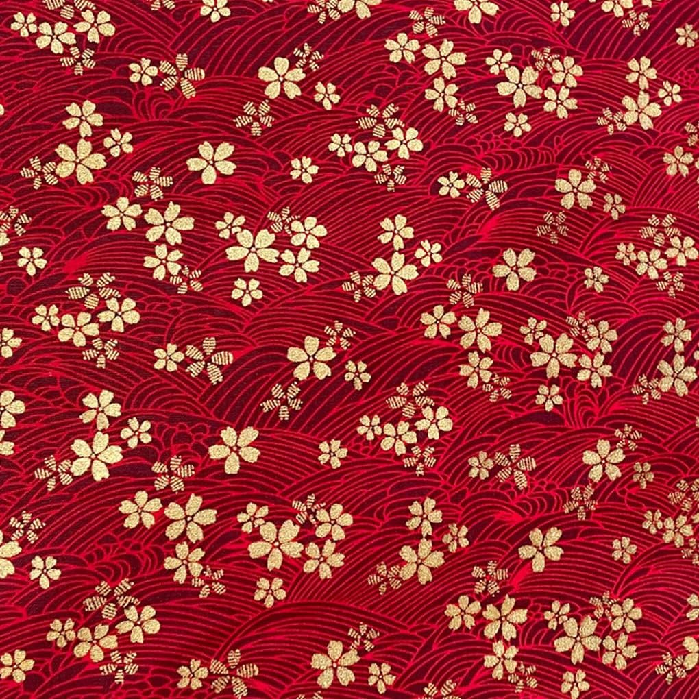 Tissu Coton Japonais - Fleurs de cerisier rouge - Biner Pinaton
