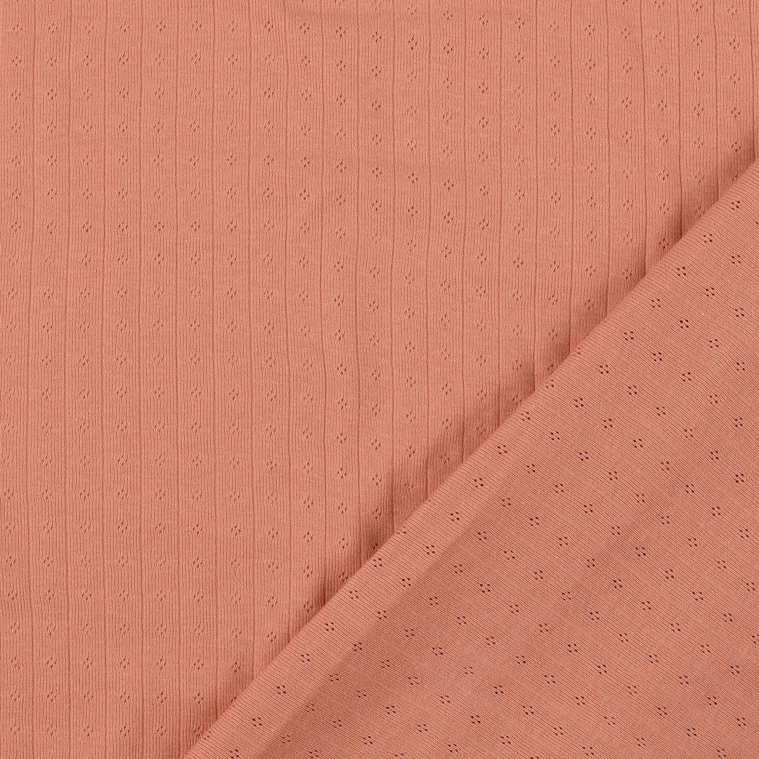 Tissu Jersey ajouré Pointelle- Rose corail