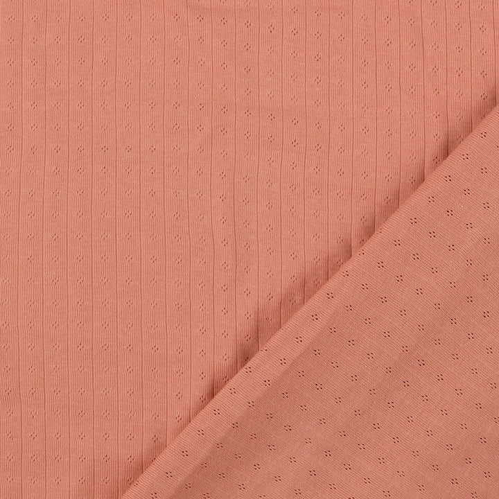 Tissu Jersey ajouré Pointelle- Rose corail