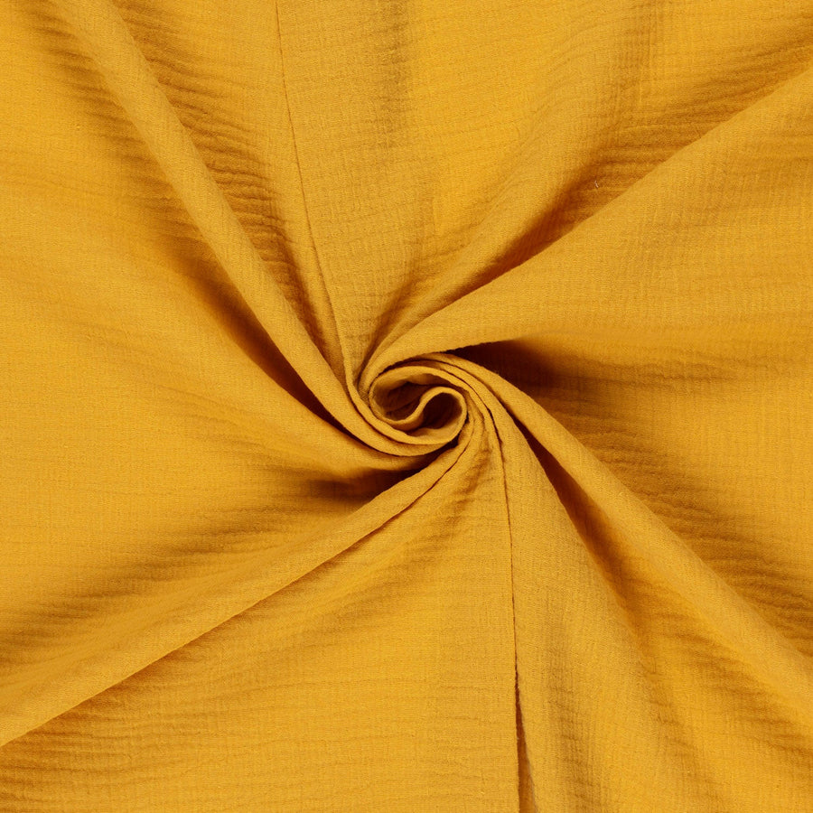 Tissu double gaze de coton - Jaune Moutarde - Biner Pinaton