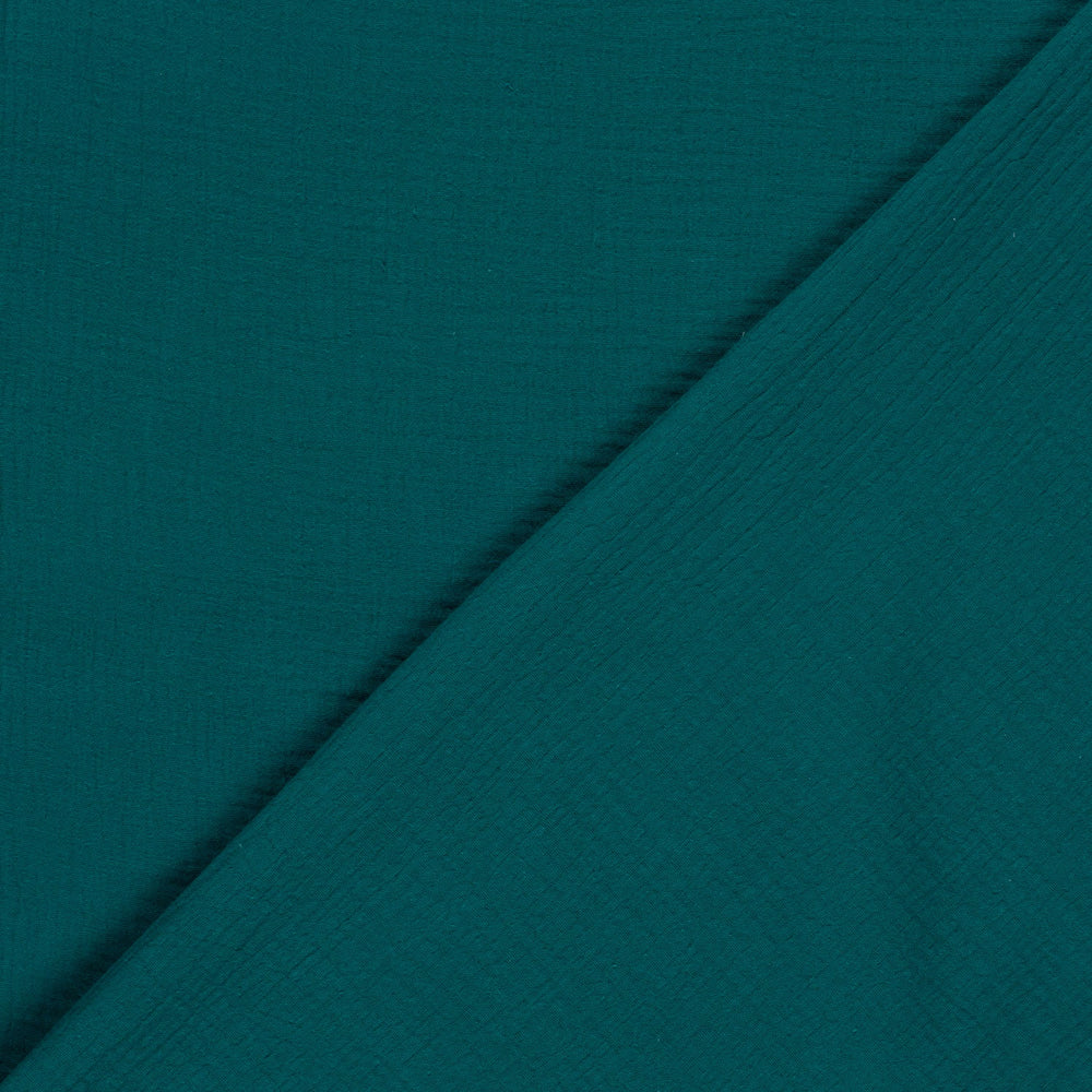 Tissu double gaze de coton - Bleu pétrole - Biner Pinaton