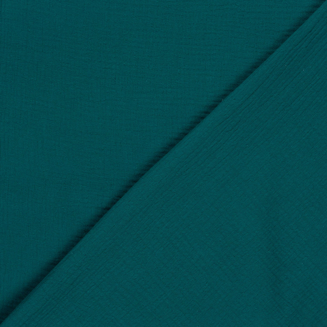 Tissu double gaze de coton - Bleu pétrole - Biner Pinaton