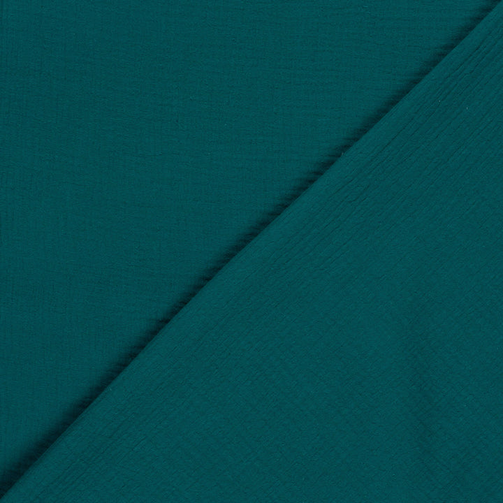 Tissu double gaze de coton - Bleu pétrole - Biner Pinaton