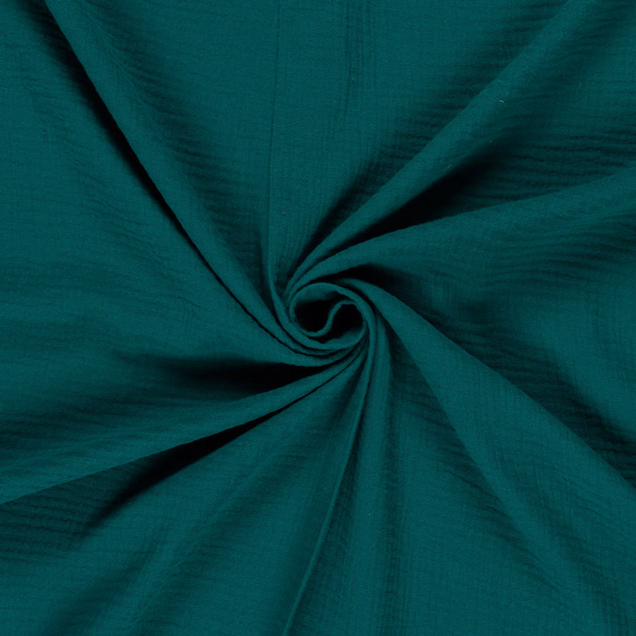 Tissu double gaze de coton - Bleu pétrole - Biner Pinaton