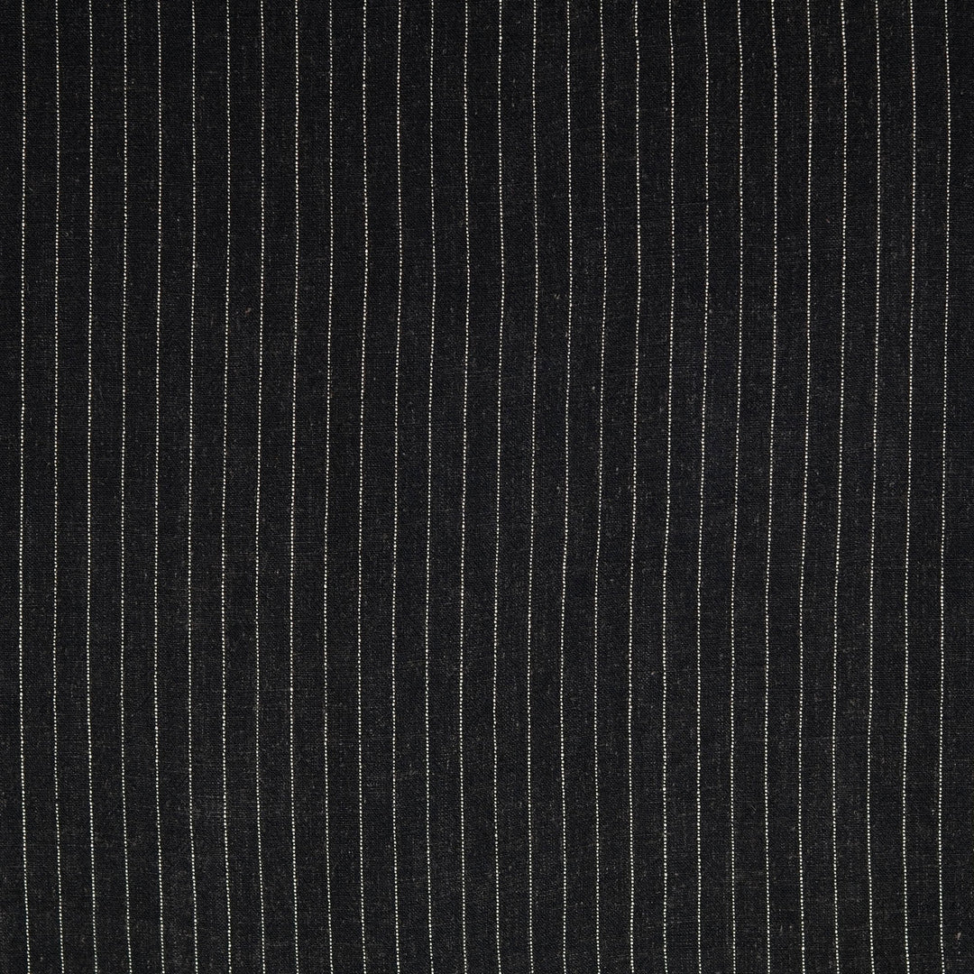 Tissu Coton Lin - Rayures Noir