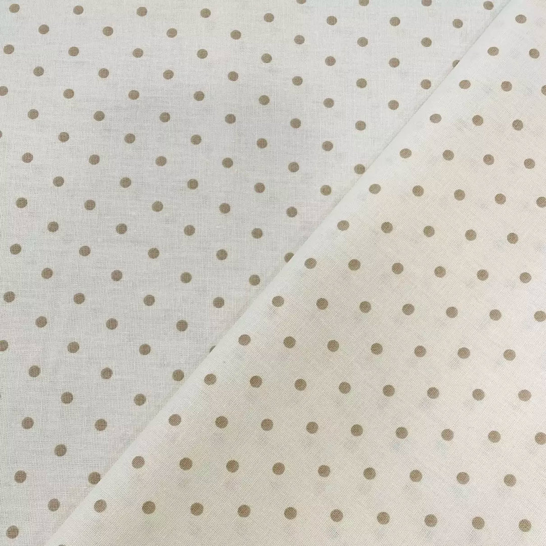 Tissu Coton - Pois Beige/Blanc Cassé