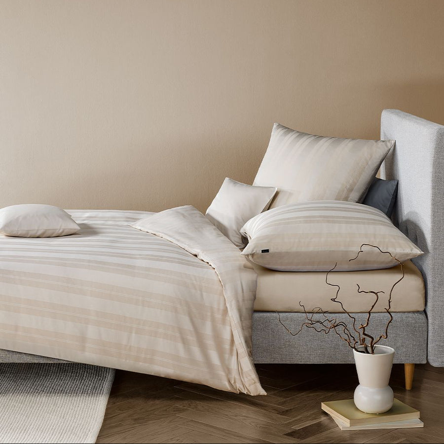Linge de Lit PREMIUM- Rayé beige - Biner Pinaton