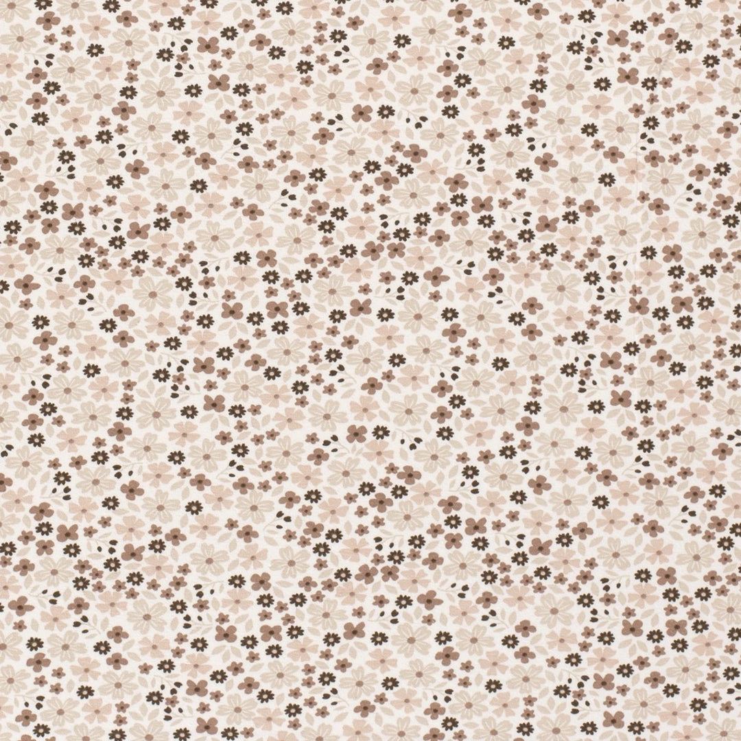 Tissu Jersey- Fleurs Beige