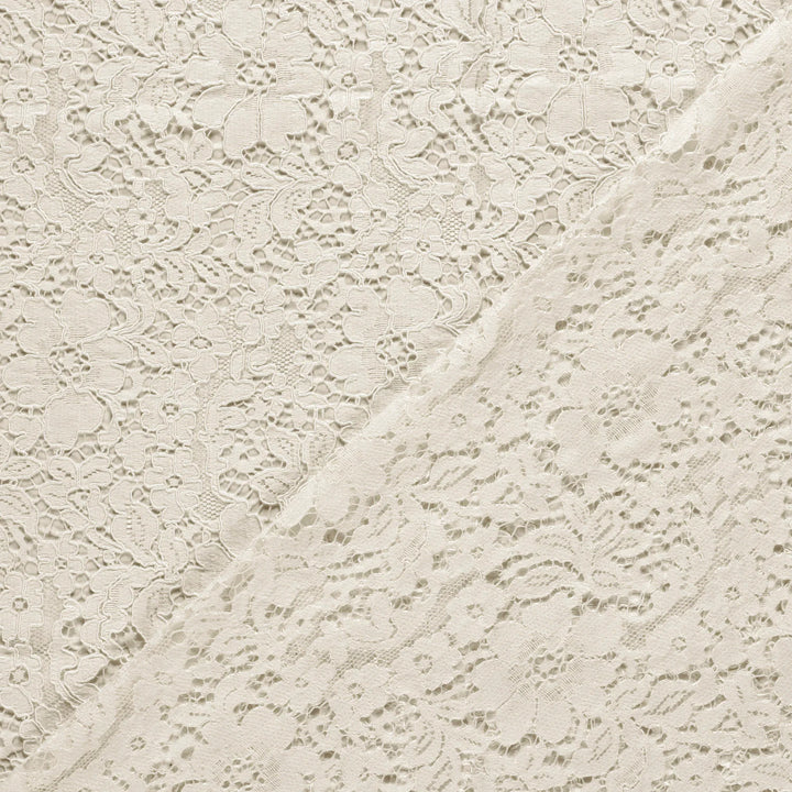 Tissu dentelle- Fleurs en blanc cassé - Biner Pinaton