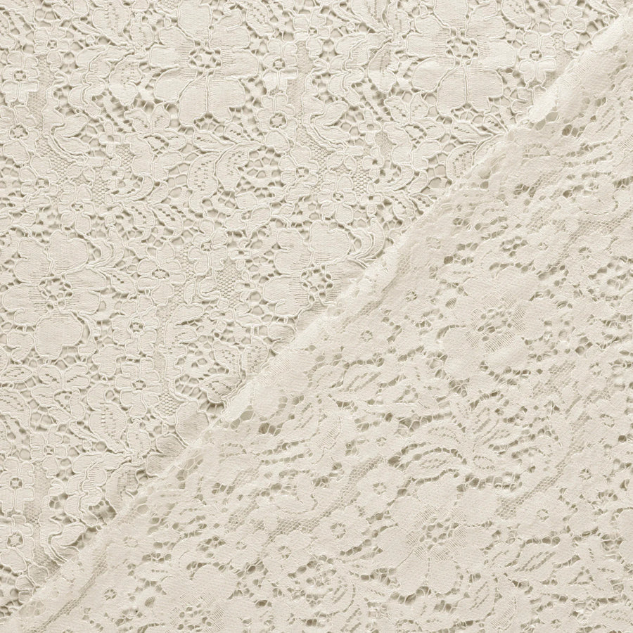 Tissu dentelle- Fleurs en blanc cassé - Biner Pinaton