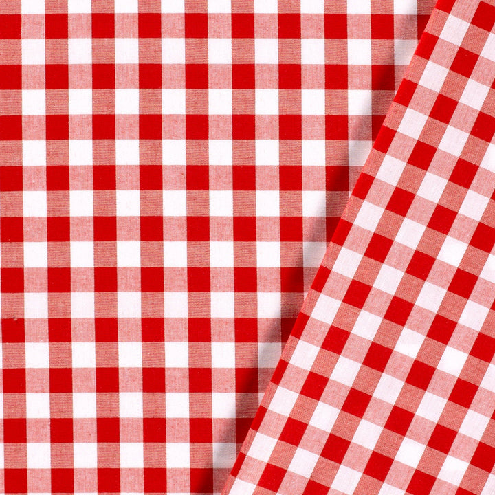 Tissu Coton Popeline - Vichy Carreaux Grands Rouge