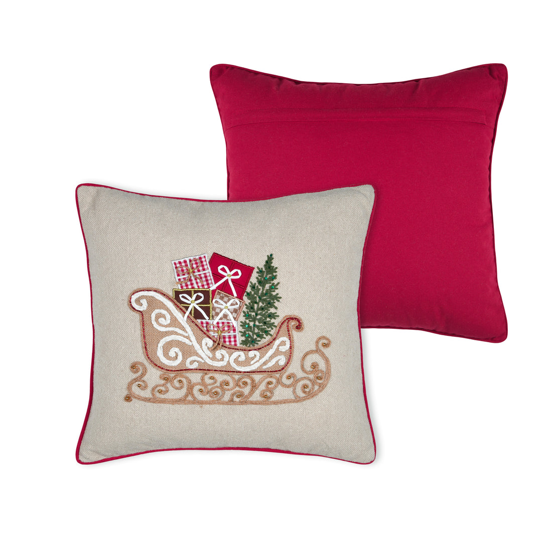 Housse de coussin- Traîneau du Père Noël