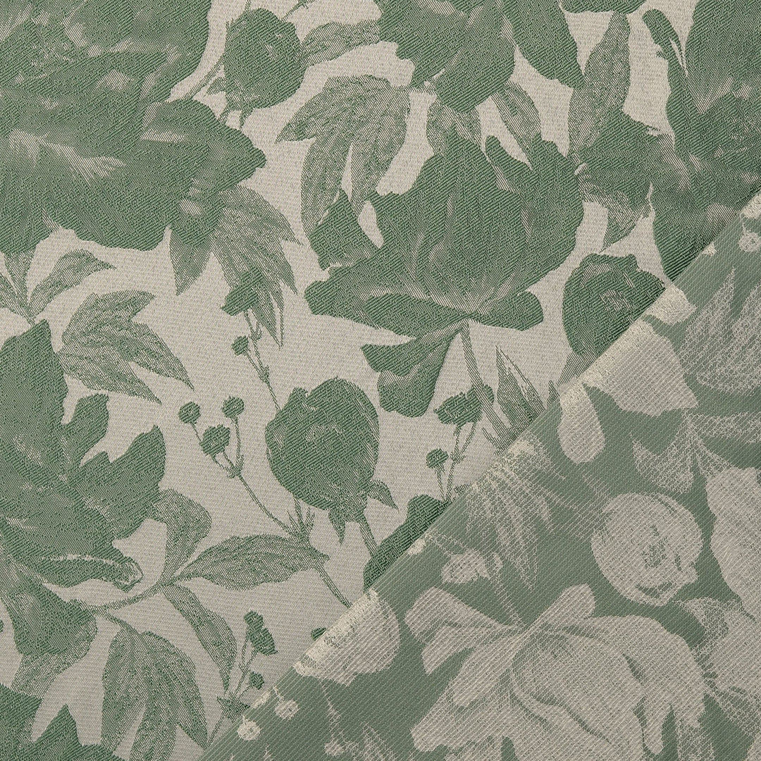 Tissu Jacquard- Roses Vertes - Biner Pinaton
