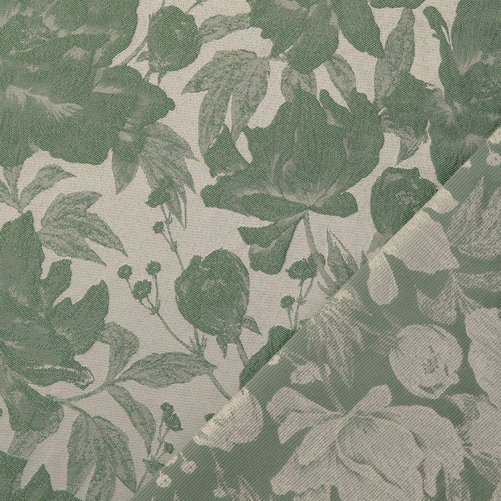 Tissu Jacquard- Roses Vertes - Biner Pinaton