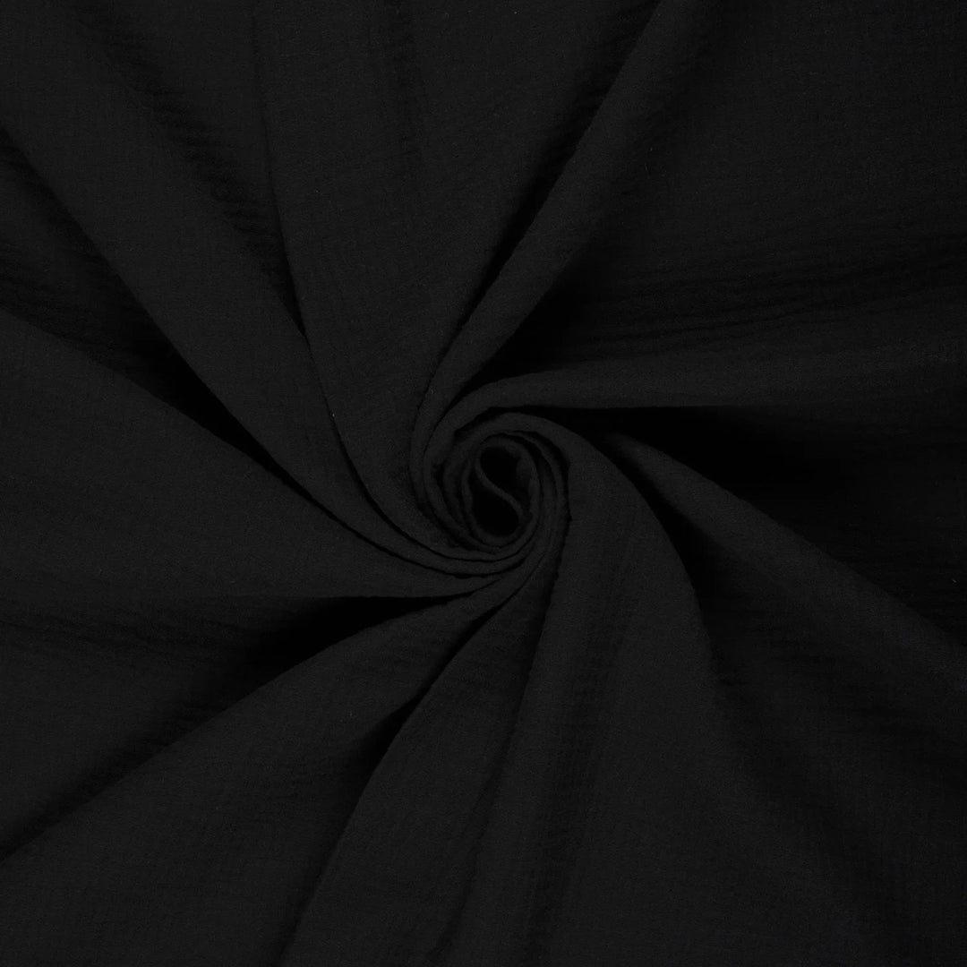 Tissu double gaze de coton - Noir