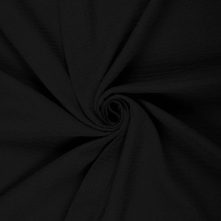 Tissu double gaze de coton - Noir