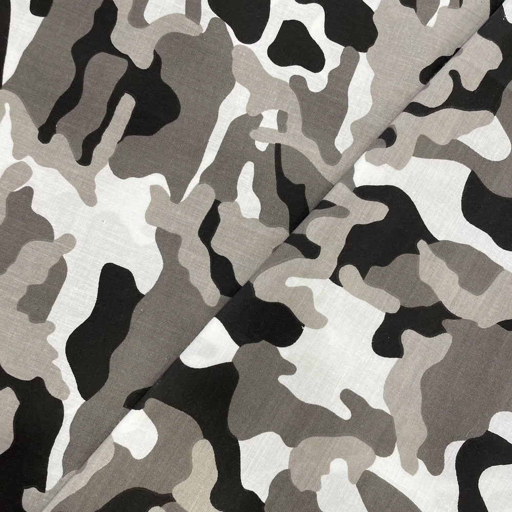 Tissu Coton - Camouflage Gris