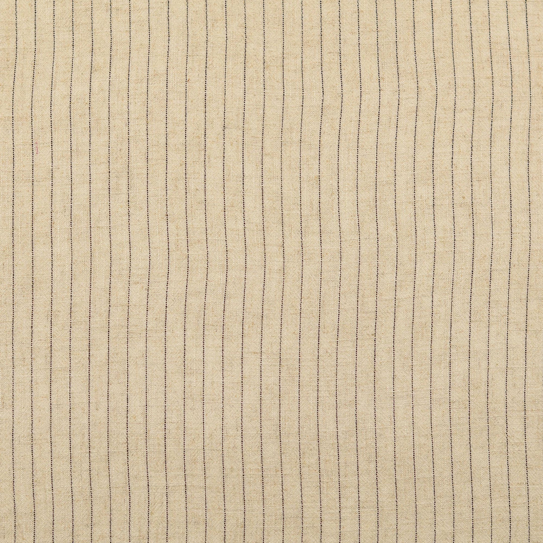Tissu Coton Lin - Rayures Nature et noir